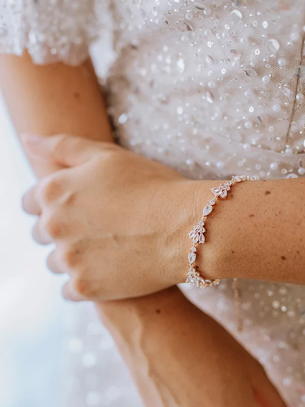 Bridal bracelets are delicate and elegant accessories that can add a touch of glamour and sophistication to a bride's ensemble on her special day.