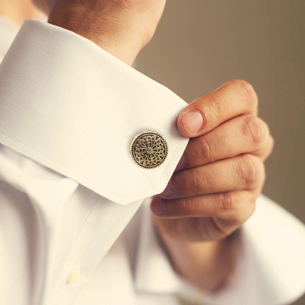 cufflinks on a shirt with buttons