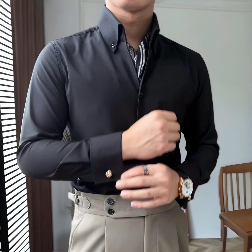 cufflinks on a shirt with buttons